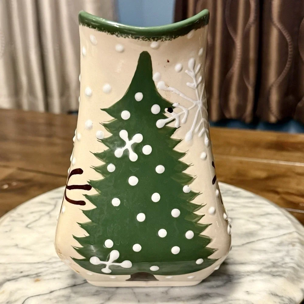 VTG 2000 Y2K Expressly Yours Snowman Christmas Holiday Pitcher &‎ Heart Plate